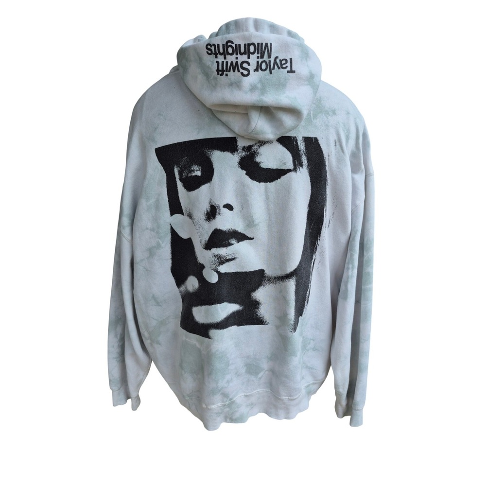 Taylor Swift Midnights Album Merch Tie Dye Graphic Hoodie Green White‎ Mens 2XL
